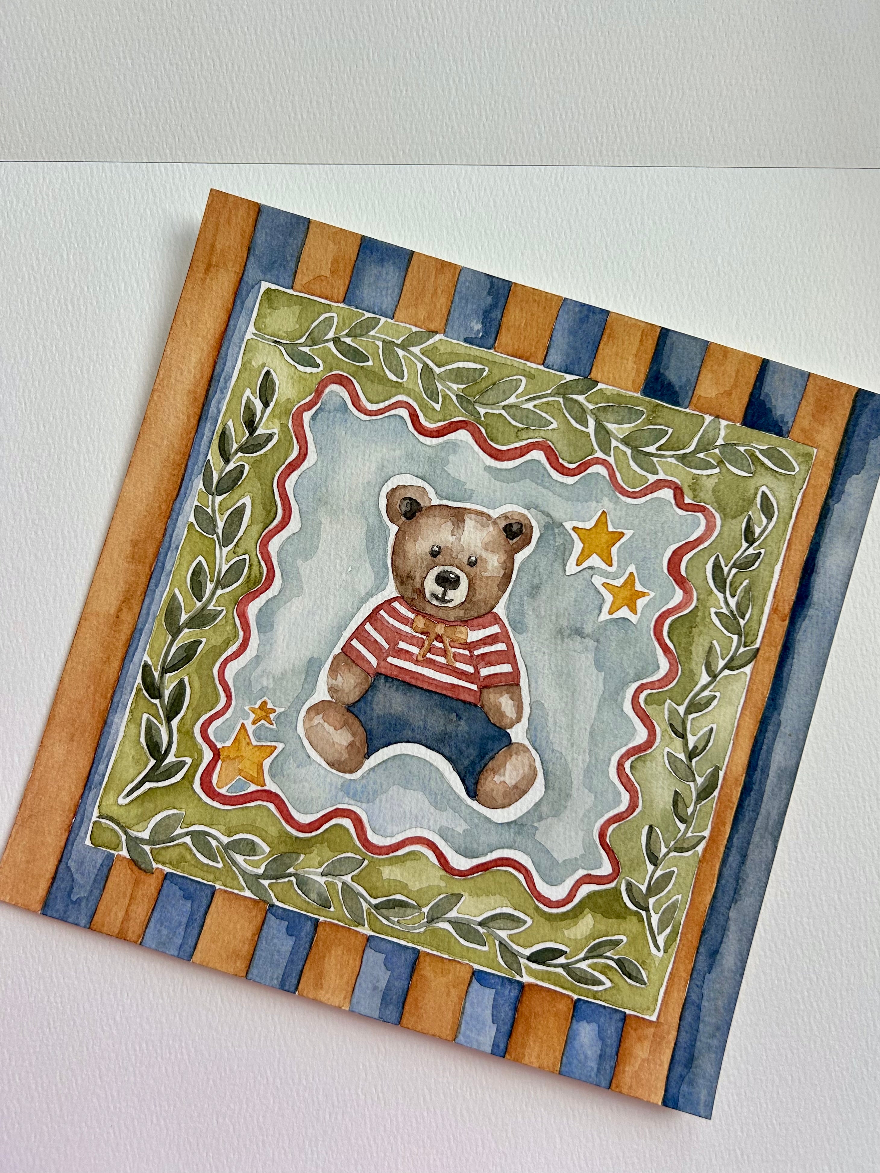 ‘Hello Teddy Bear’ Watercolour – Stella Evans Art & Design